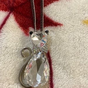Rhinestone cat necklace